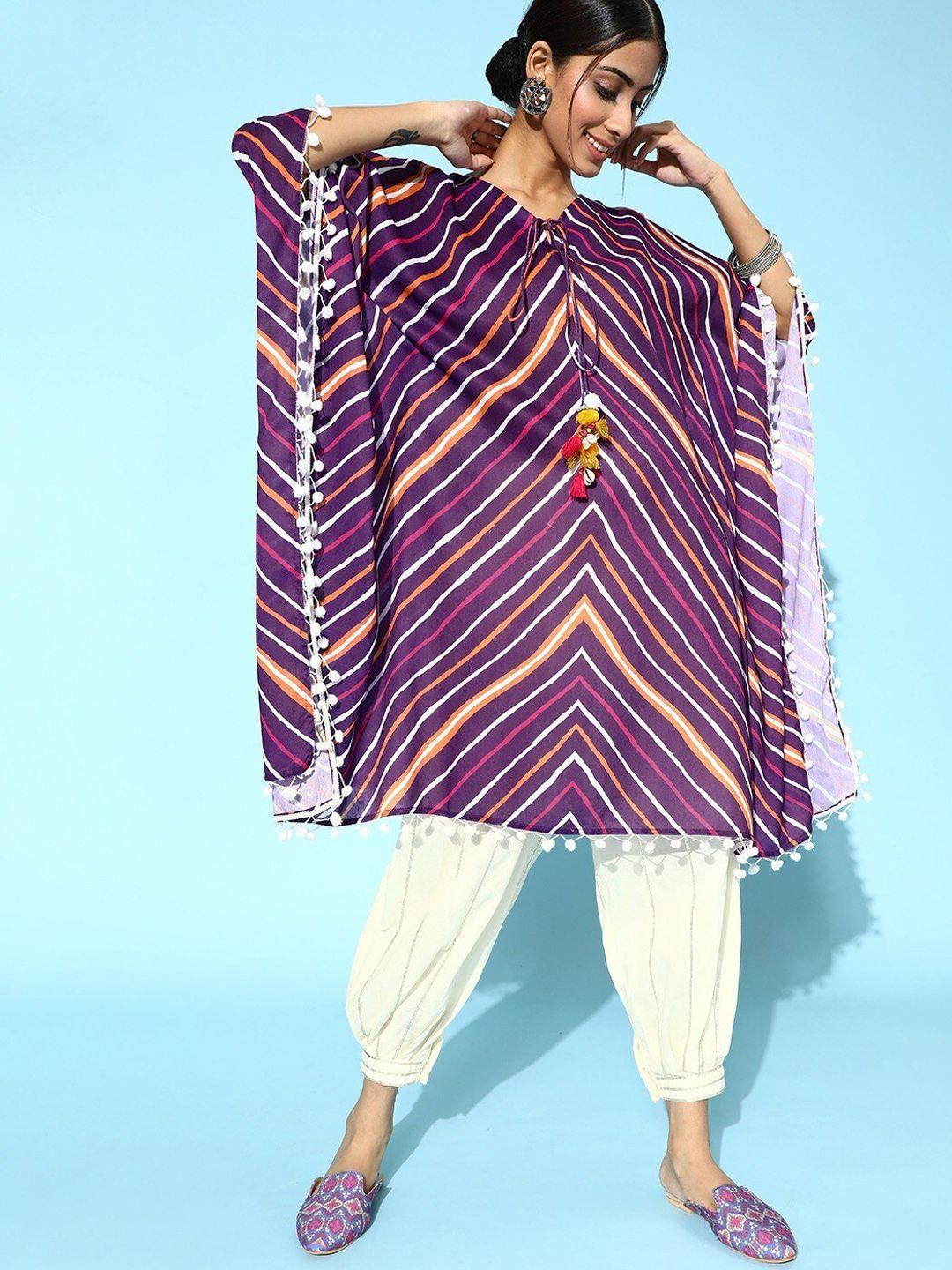 ksut striped printed kurta with salwar