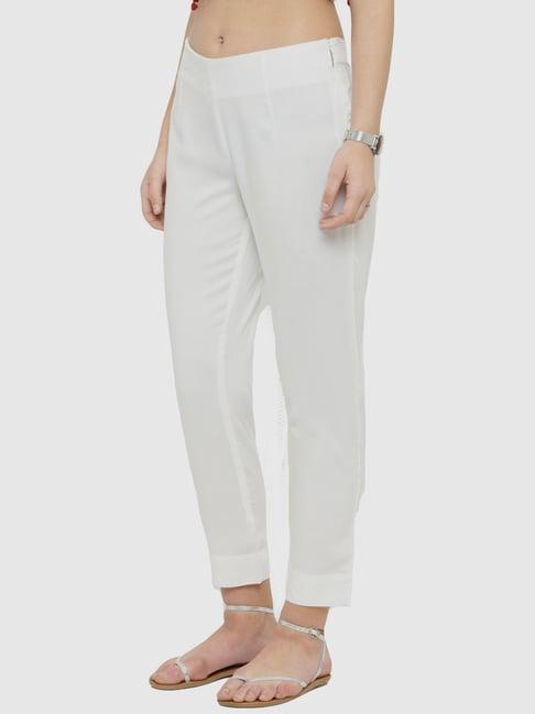 ksut white regular fit pants