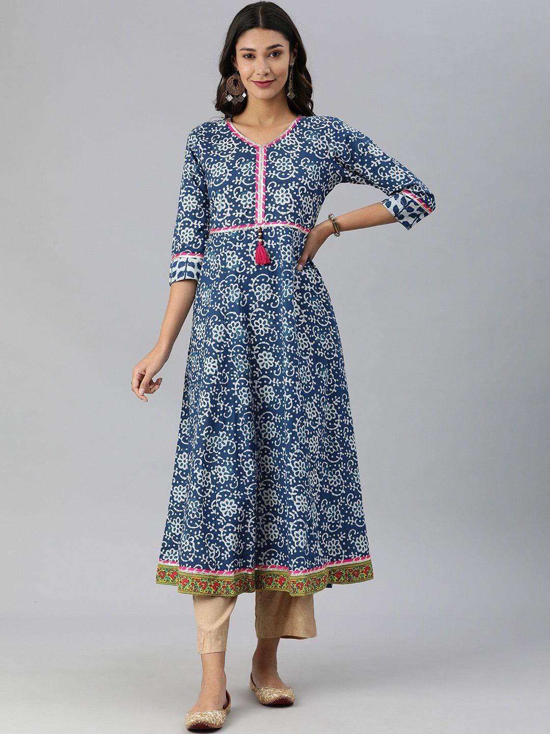 ksut women blue printed anarkali