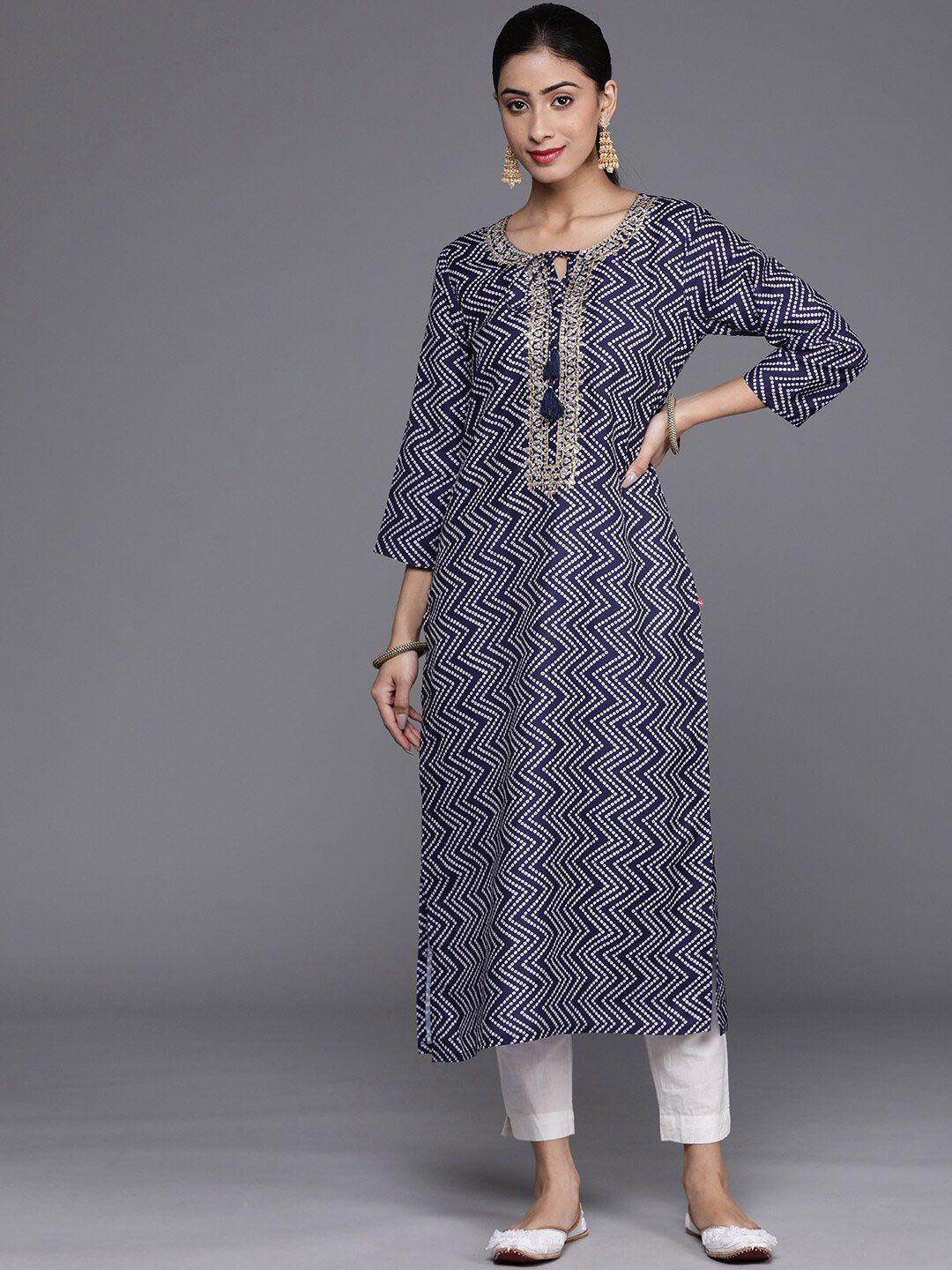 ksut women geometric printed keyhole neck kurta