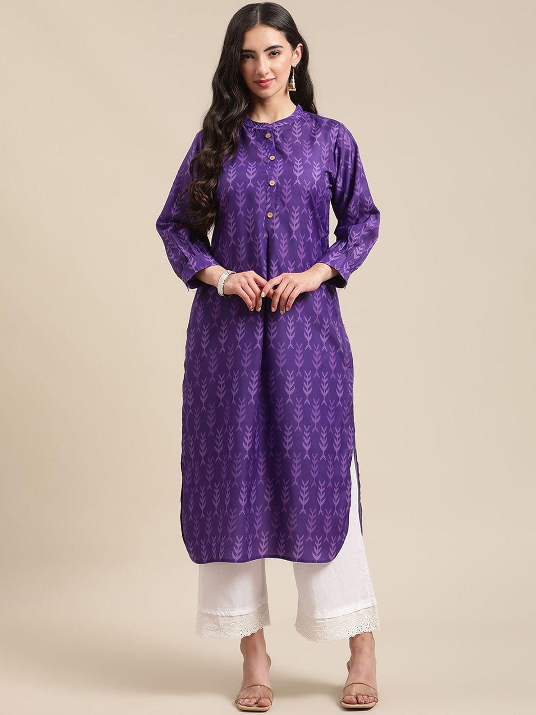 ksut women purple geometric pathani kurta