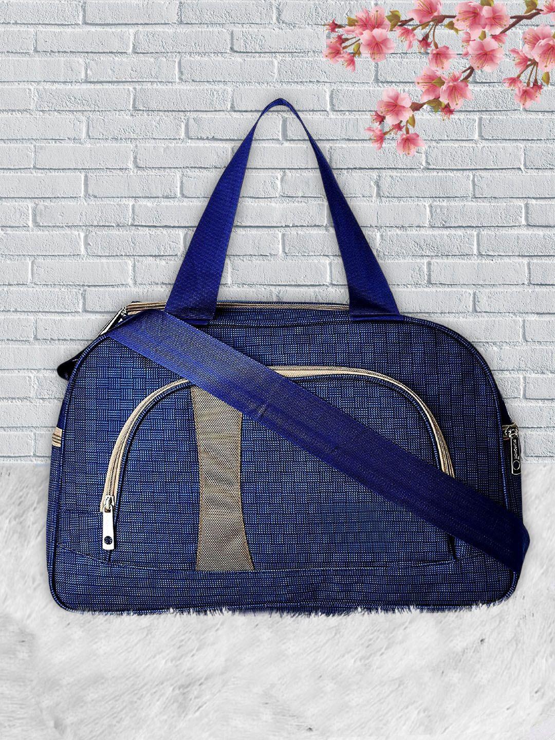 kuber industries navy blue canvas lightweight foldable duffle bag
