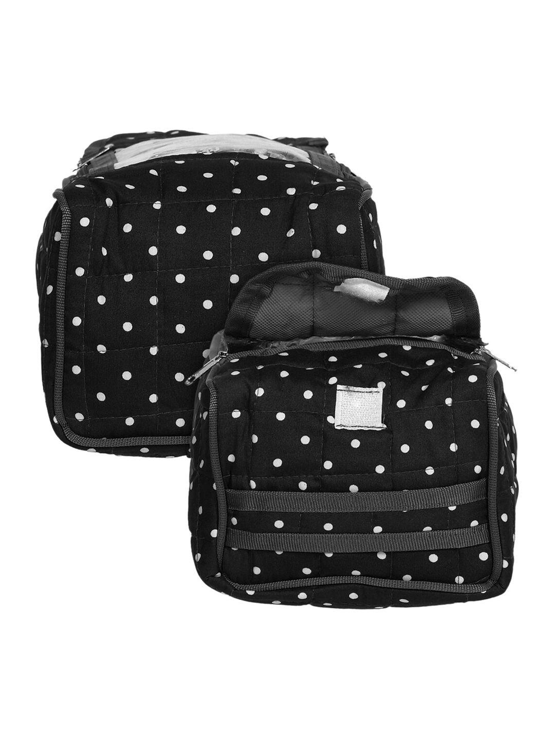 kuber industries black dot-printed cotton jewelry organisers