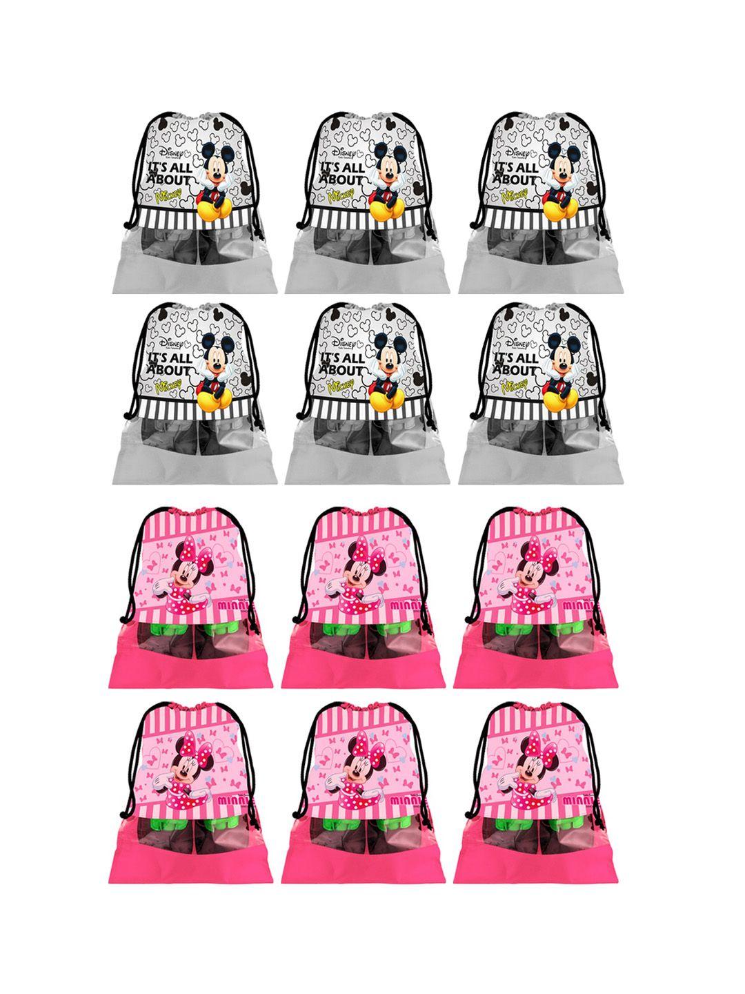 kuber industries grey & pink set of 12 disney printed dust-proof shoe organisers