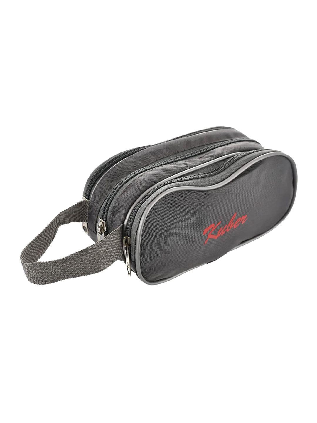 kuber industries grey rexin toiletry pouch with strap