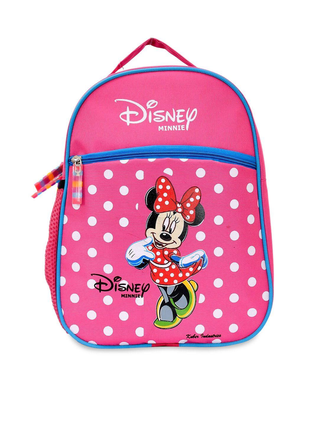 kuber industries kids pink & white minnie mouse printed waterproof backpack