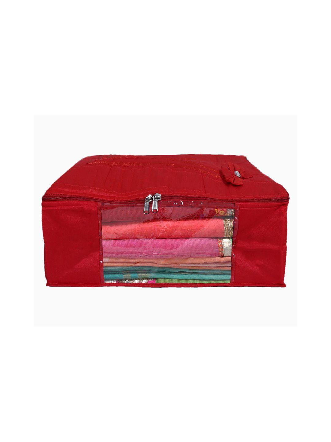kuber industries red solid foldable saree cover