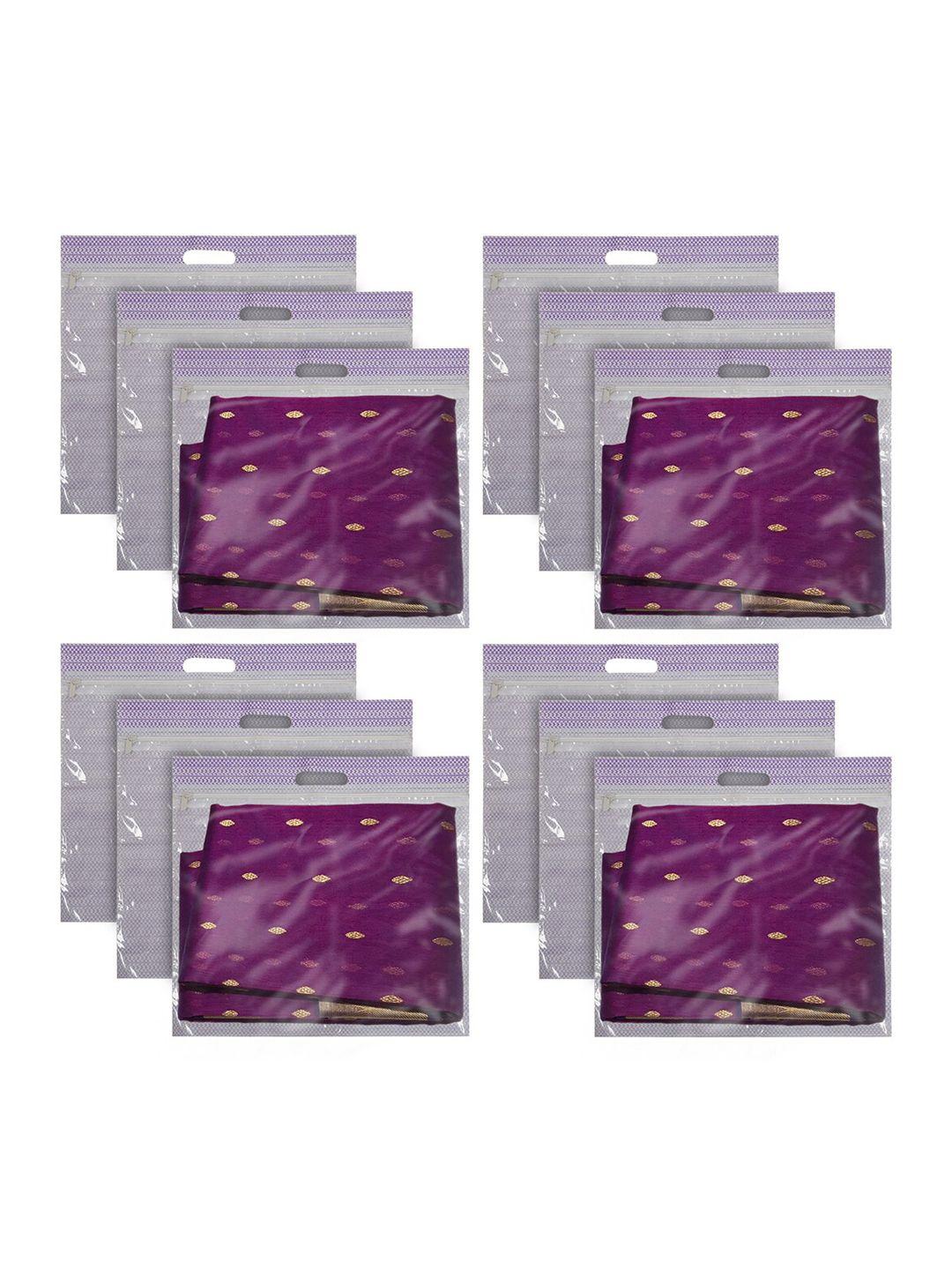 kuber industries set of 12 purple transparent single saree covers