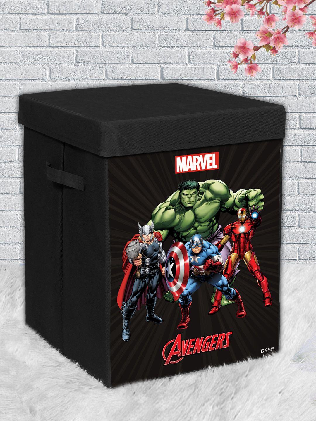 kuber industries set of 2 black marvel avengers printed laundry basket with handle