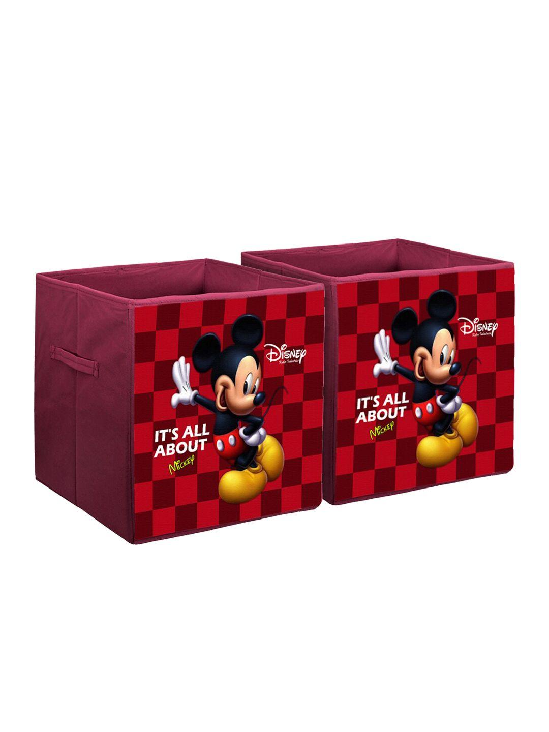 kuber industries set of 2 disney mickey mouse print non-woven fabric foldable cloth storage box