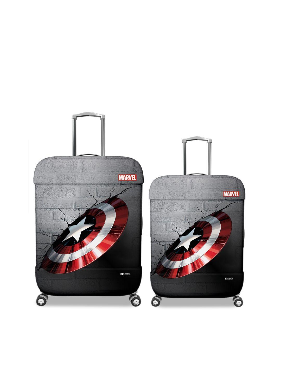 kuber industries set of 2 marvel captain america shield water resistant luggage cover