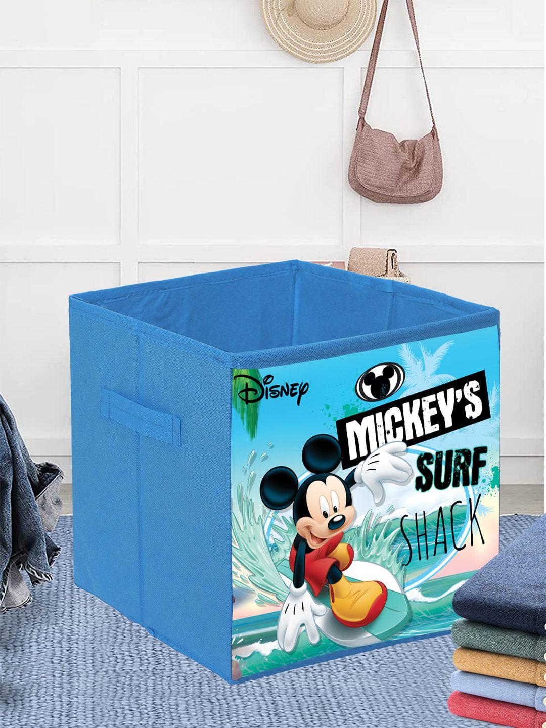kuber industries set of 4 blue mickey surf printed foldable storage box with handle