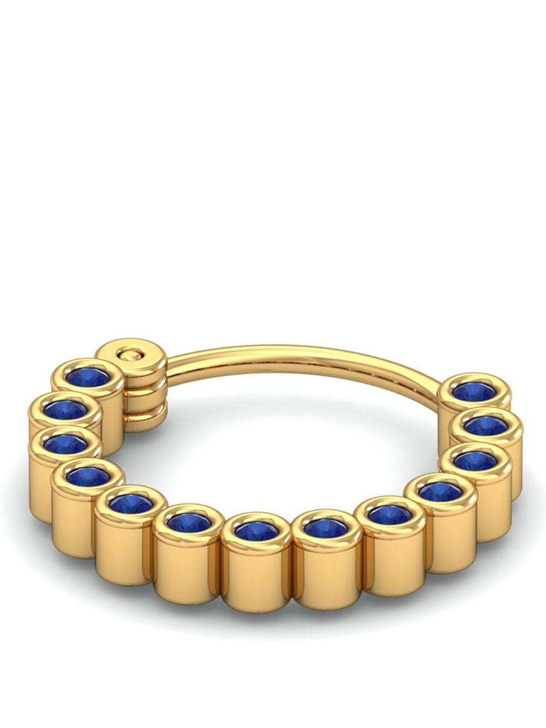 kuberbox 18kt gold bezel sapphire nose ring-0.68gm