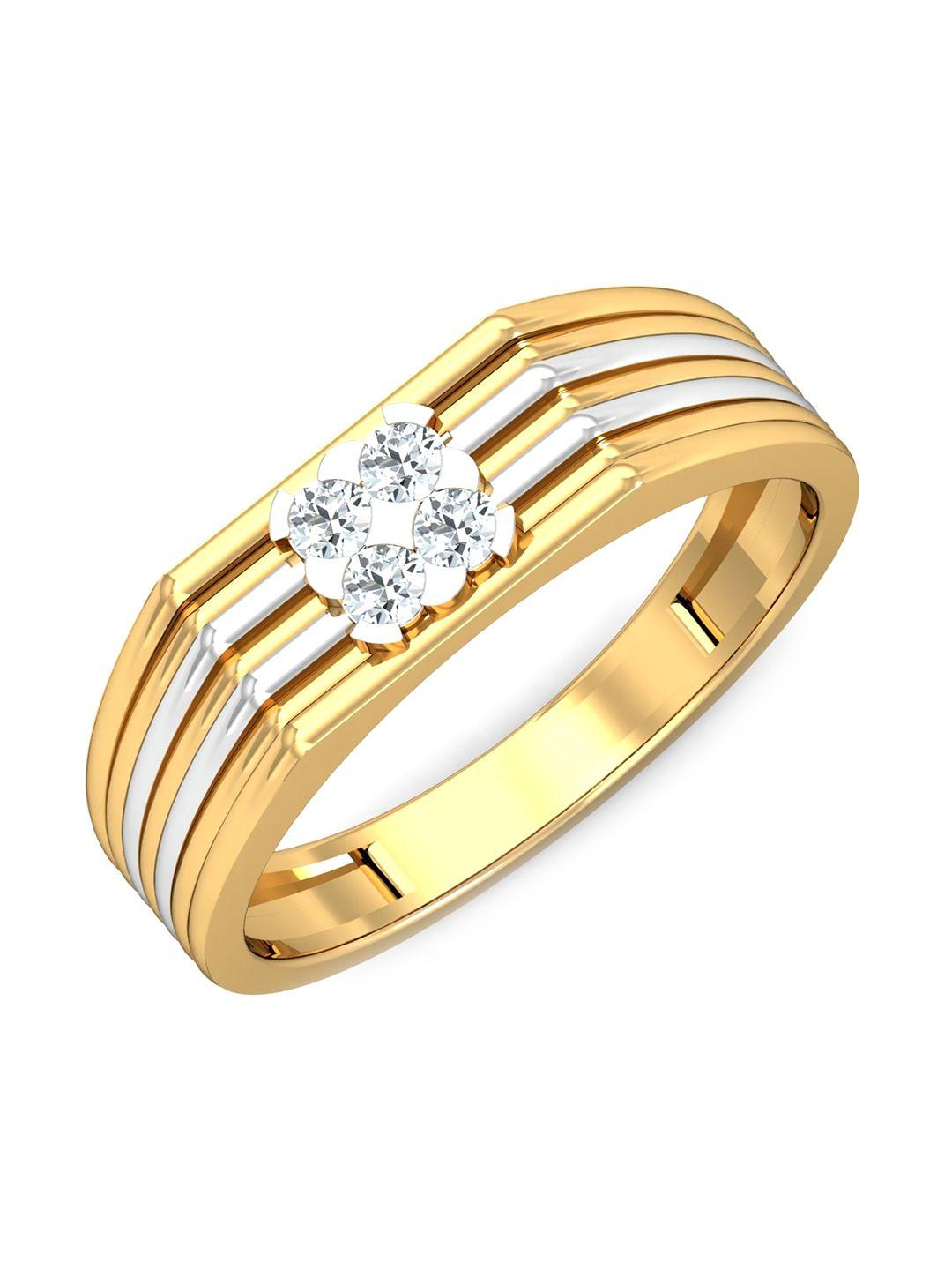 kuberbox 18kt gold diamond studded ring-2.56gm