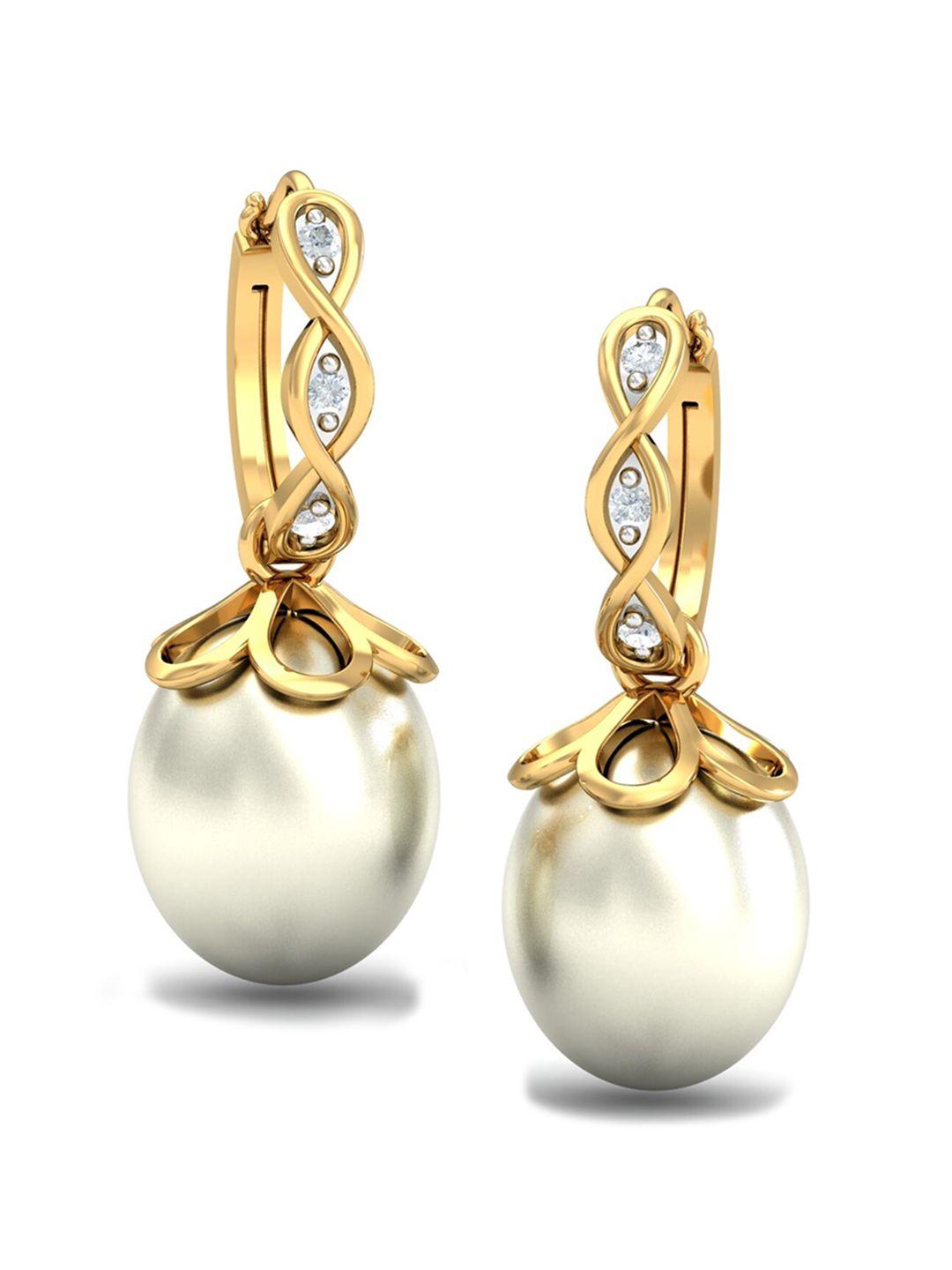 kuberbox 18kt gold diamond-studded hoops earrings- 1.98gm