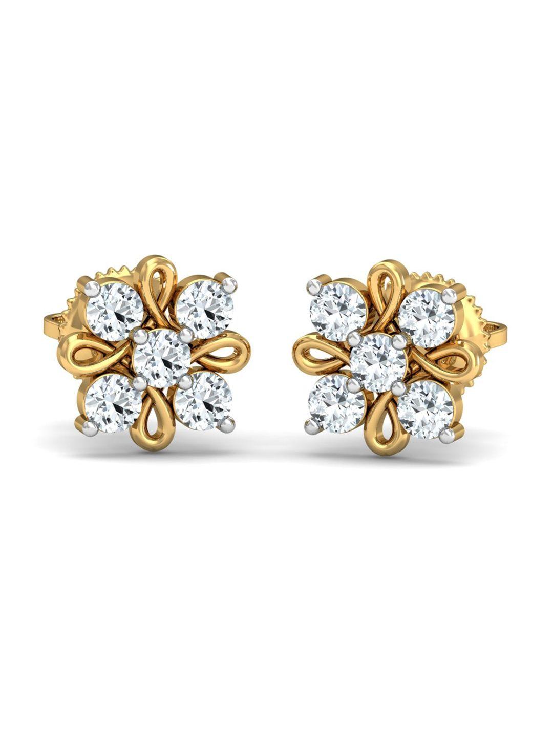 kuberbox 18kt gold radial earrings with diamonds - 1.79gm