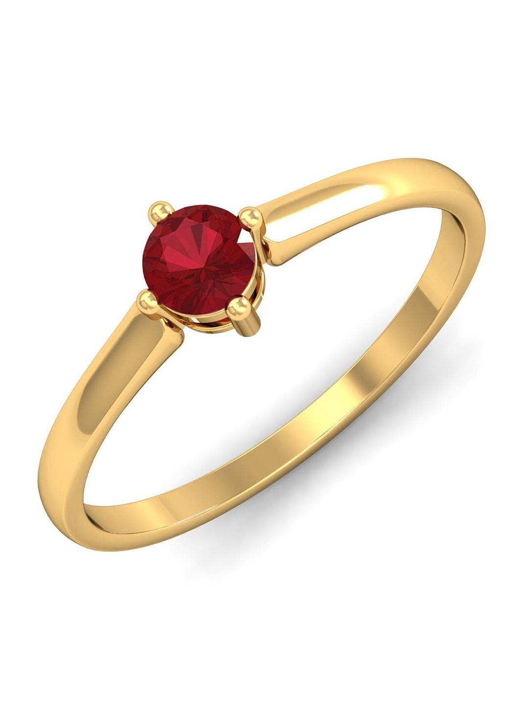 kuberbox 18kt gold ruby studded ring - 1.8 g