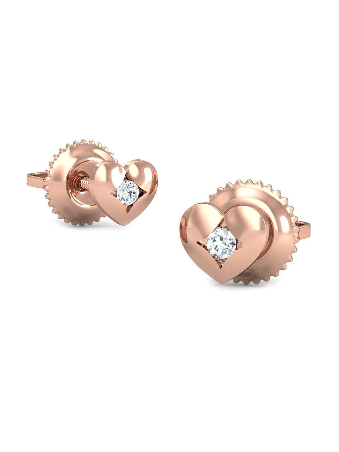 kuberbox 18kt rose gold diamond-studded stud earrings-1.0gm