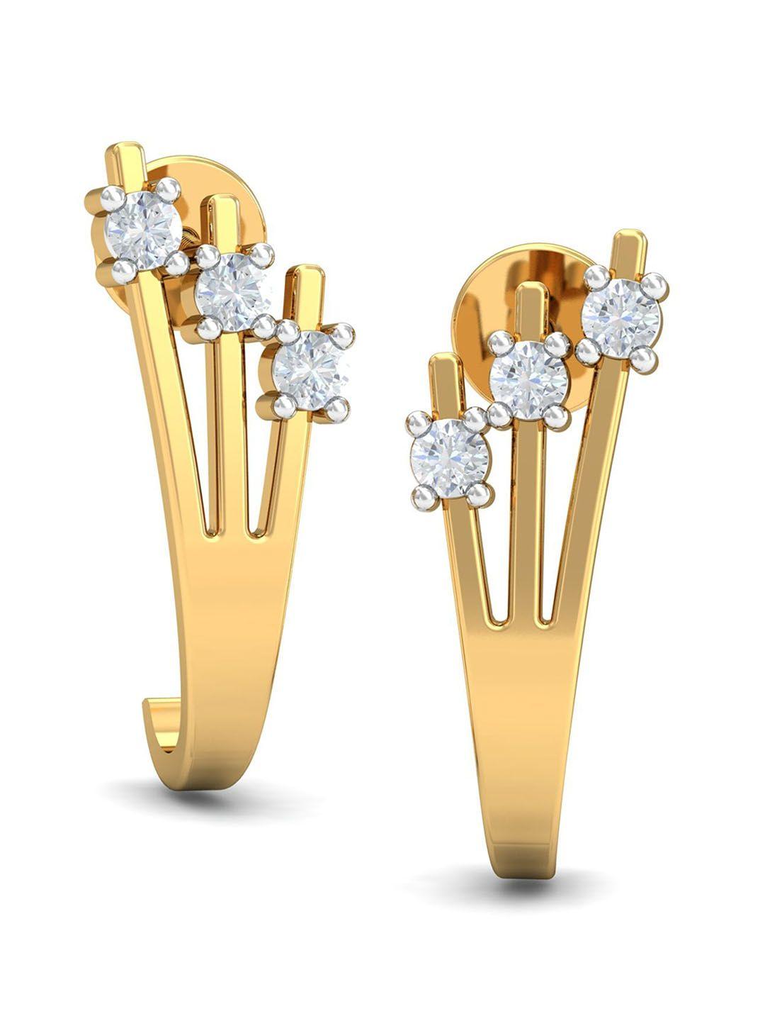 kuberbox almas nature inspired 18kt gold diamond-studded earrings-2.48 gm