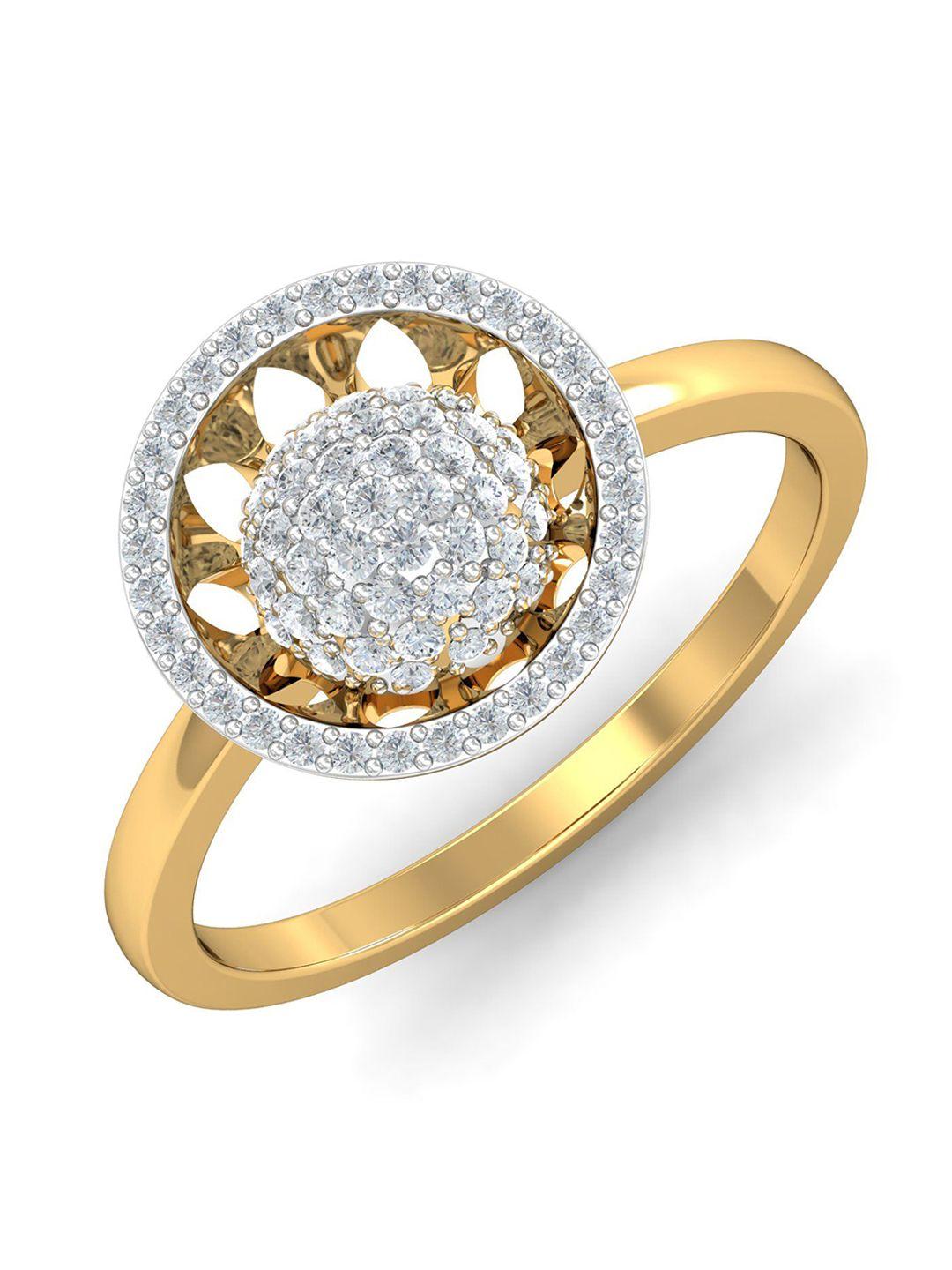 kuberbox amaris lotus 18kt gold diamond-studded ring-3.51gm