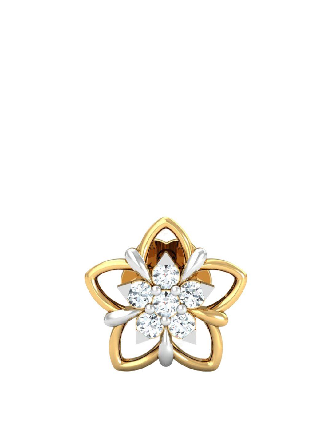 kuberbox azira 18kt gold diamond studded nose pin-0.34 gm