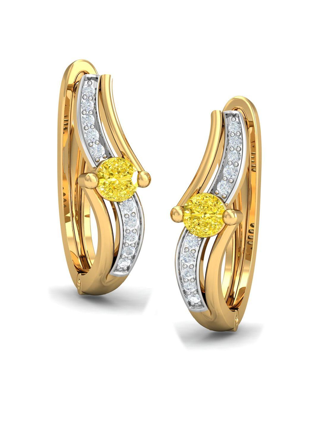 kuberbox claudia 18kt gold diamond & sapphire studded hoop earrings- 2.02 gm