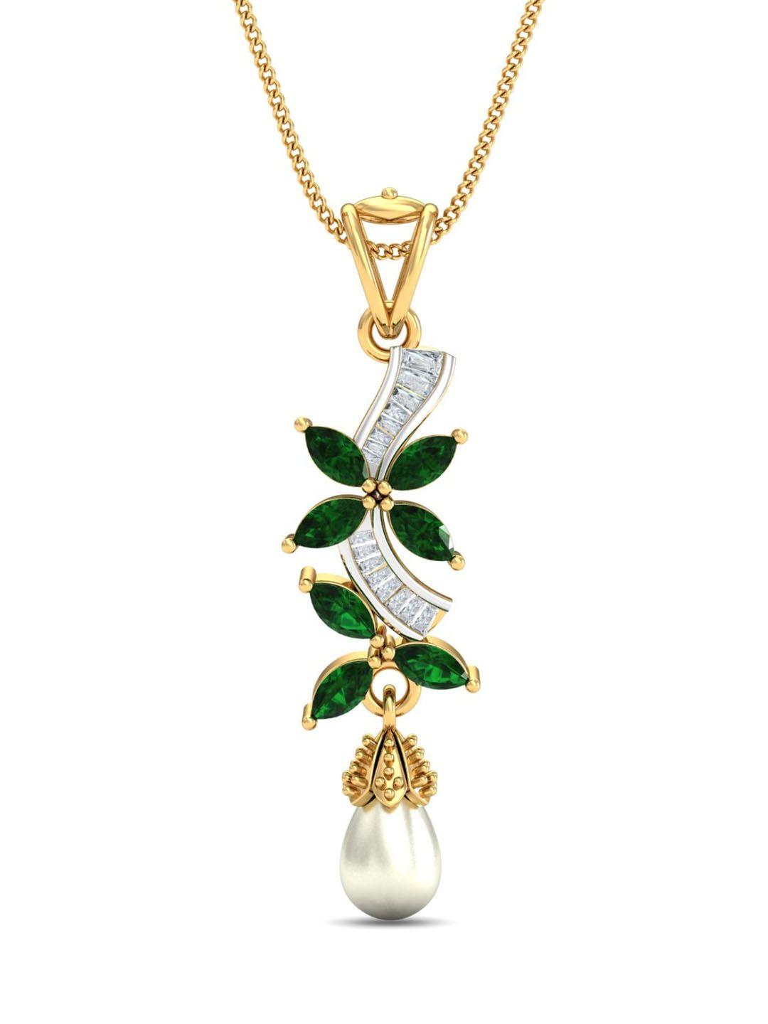 kuberbox colette 18kt gold  diamond-studded emerald pendant-1.58gm