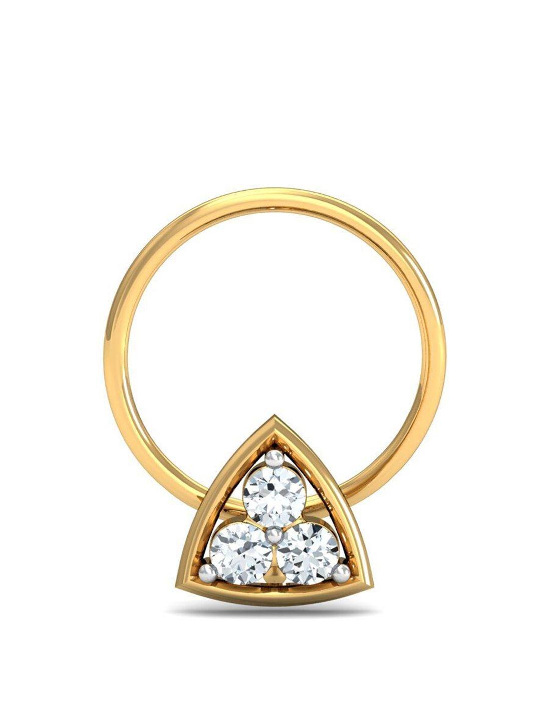 kuberbox demira 18kt gold diamond studded nose pin-0.36 gm