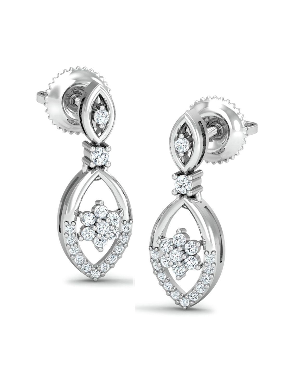 kuberbox doppio 18kt white gold diamond studded earrings - 3.08gm
