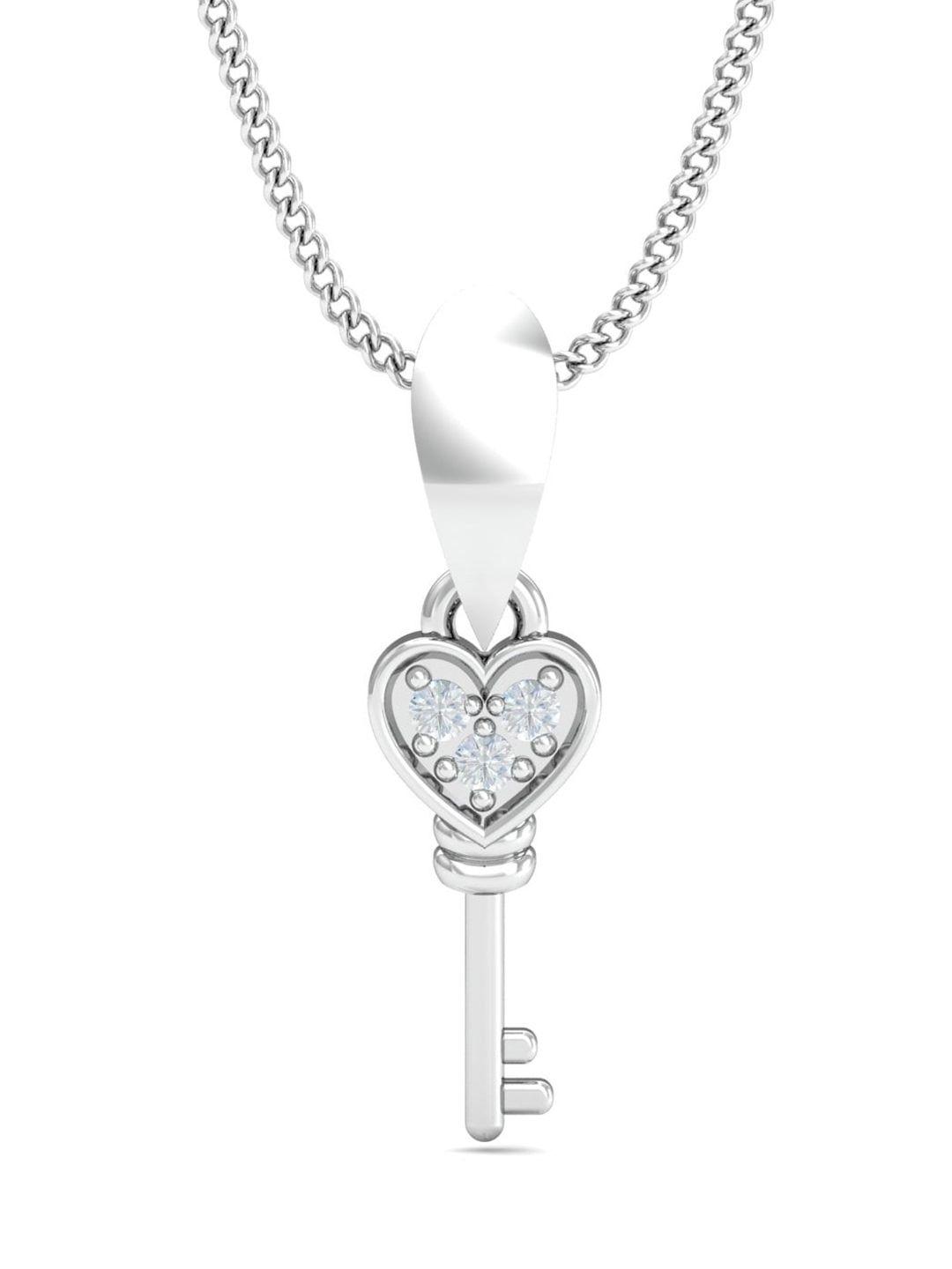 kuberbox key to the heart 18kt white gold diamonds studded pendant-0.63gm