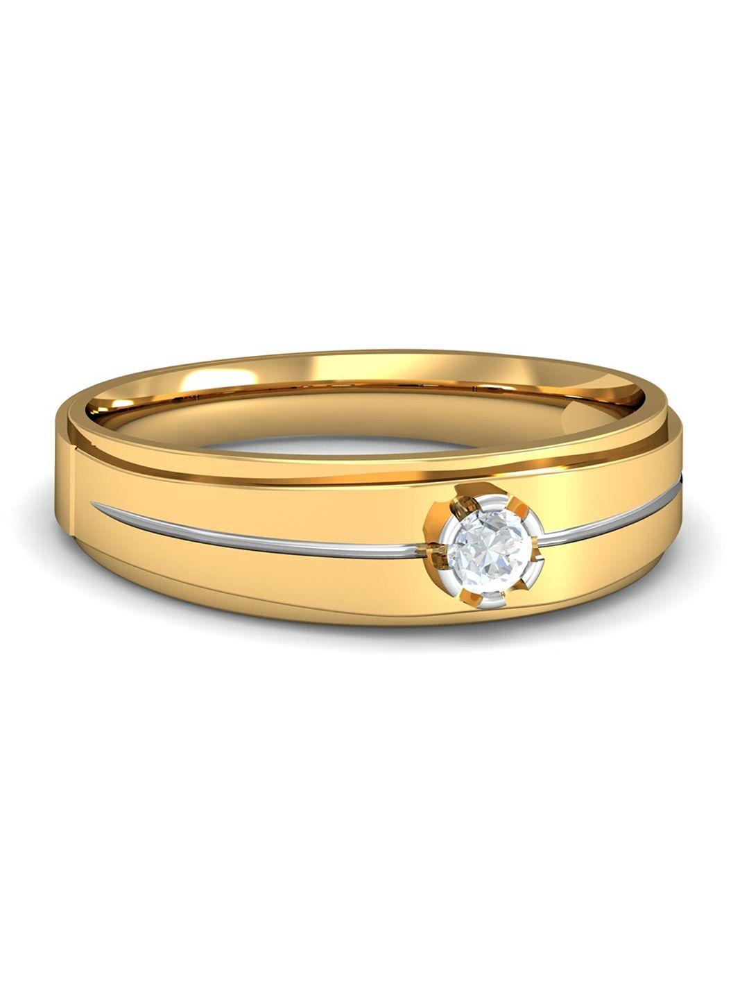 kuberbox men 18kt diamond-studded solitary gold ring - 5.2 gm