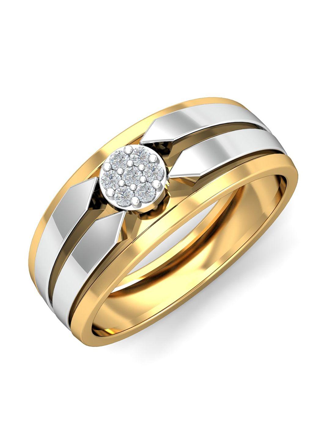 kuberbox men de jure 18kt gold diamond-studded ring- 5.34 gm