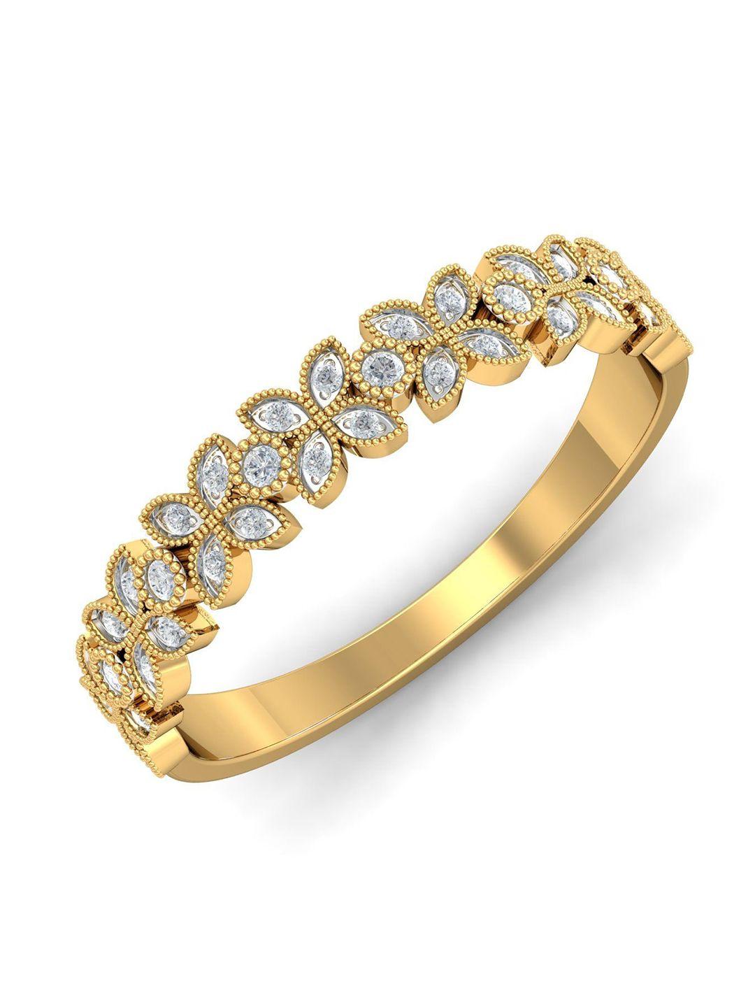 kuberbox petal-perfect 18kt gold diamond-studded finger ring-2.46gm