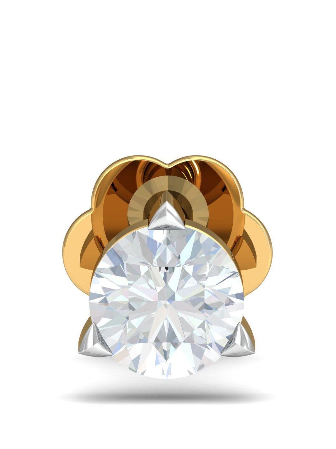 kuberbox prongs 18kt gold diamond studded nose pin-0.38gm