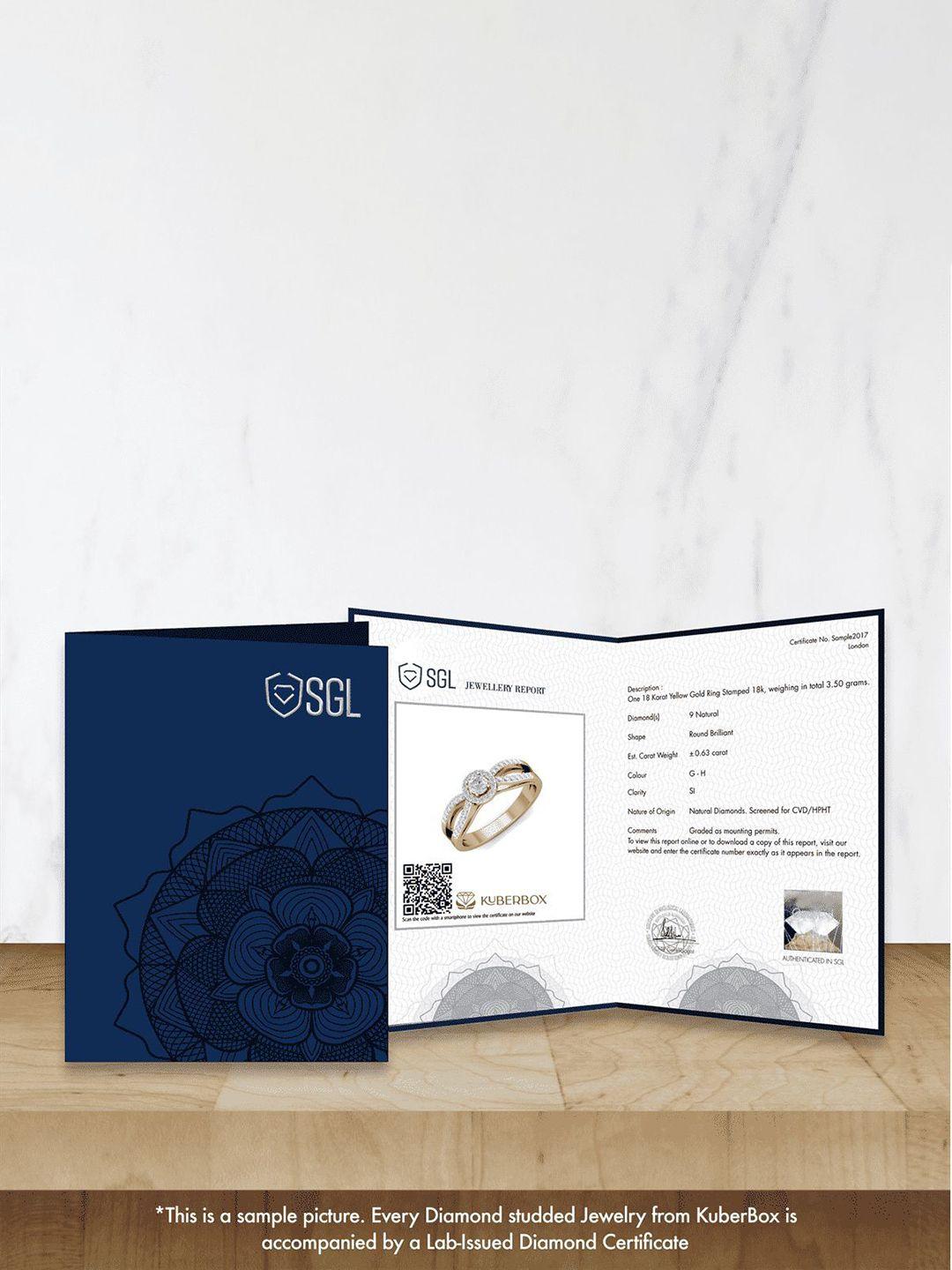 kuberbox romanza heart 18kt gold diamond studded finger ring- 2.64gm