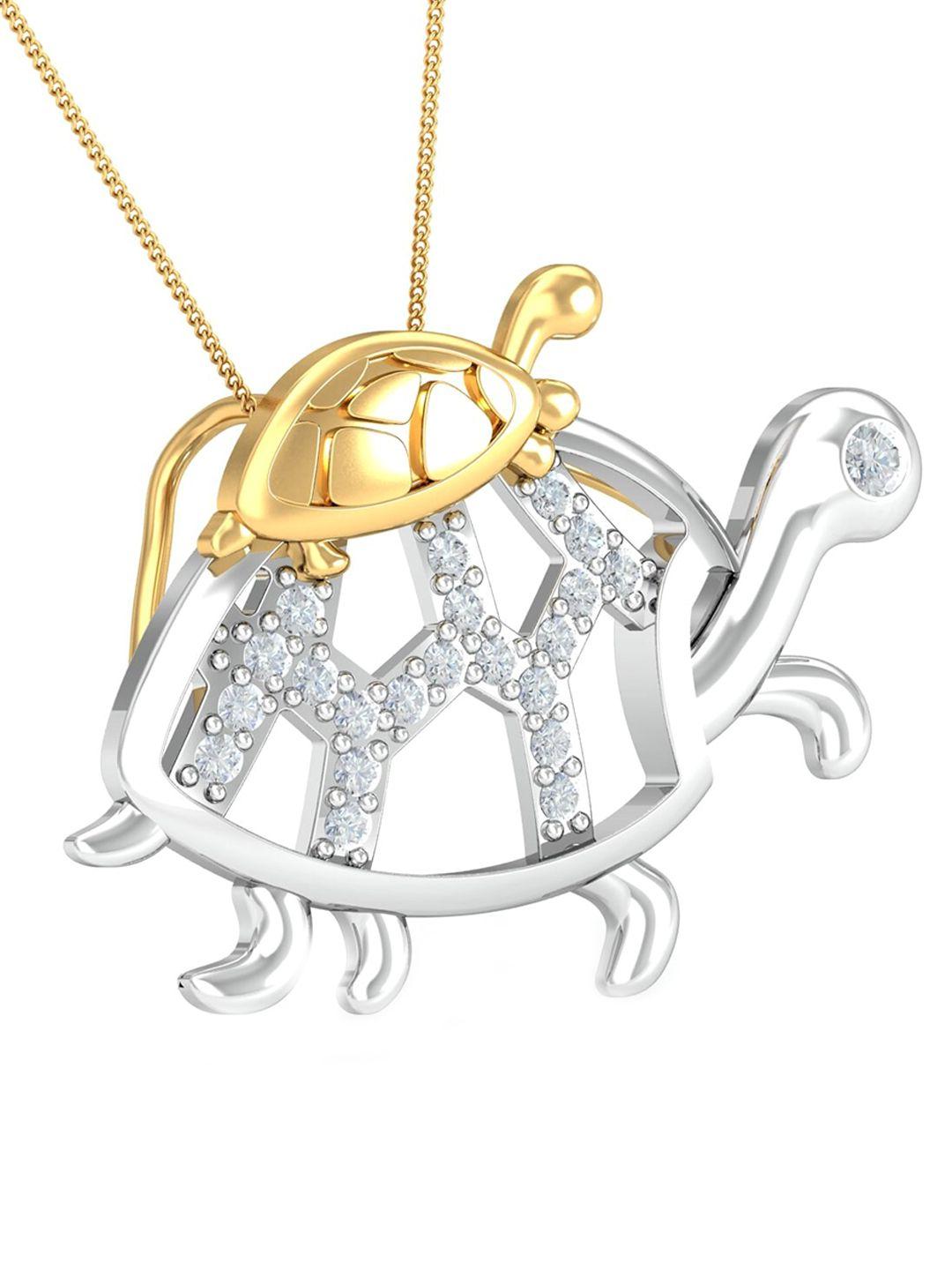 kuberbox tortoise 18kt white gold diamond studded pendant-3.0gm