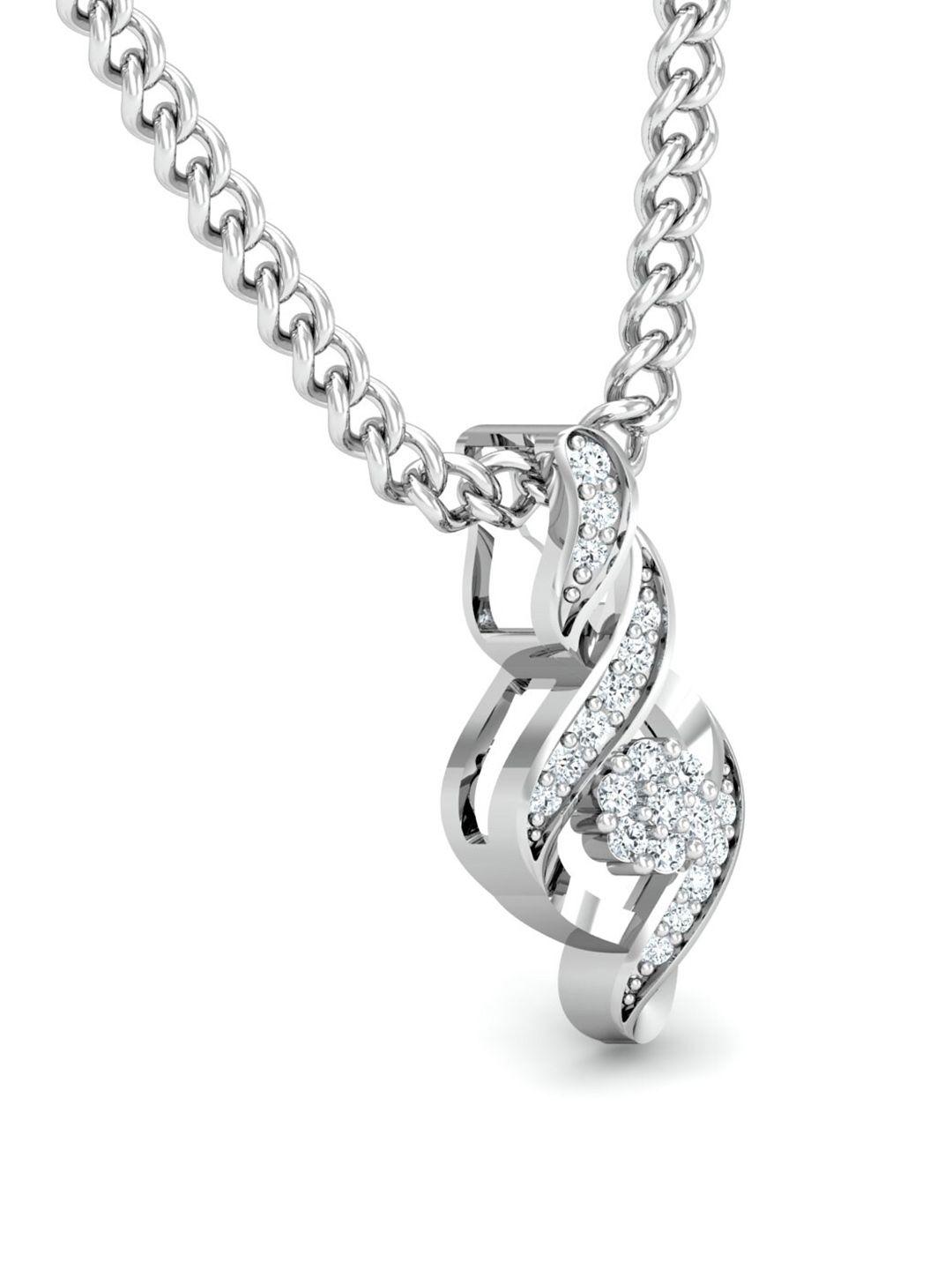 kuberbox virup 18kt white gold diamond-studded pendant - 0.64 gm