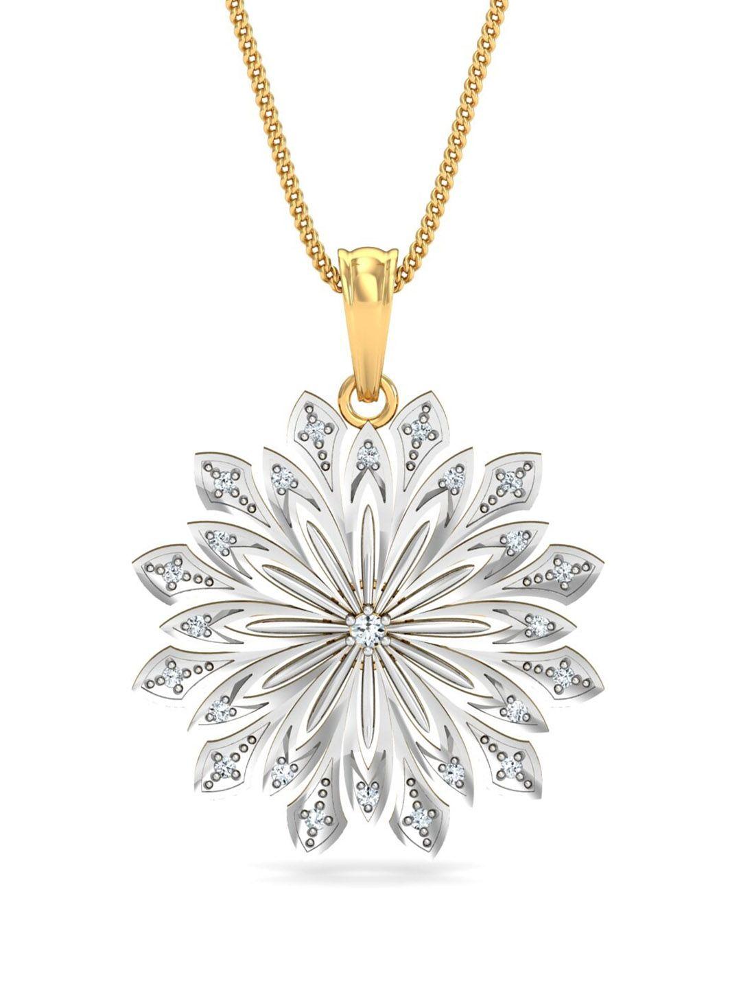 kuberbox 18kt gold misty diamond studded pendant - 3.15gm