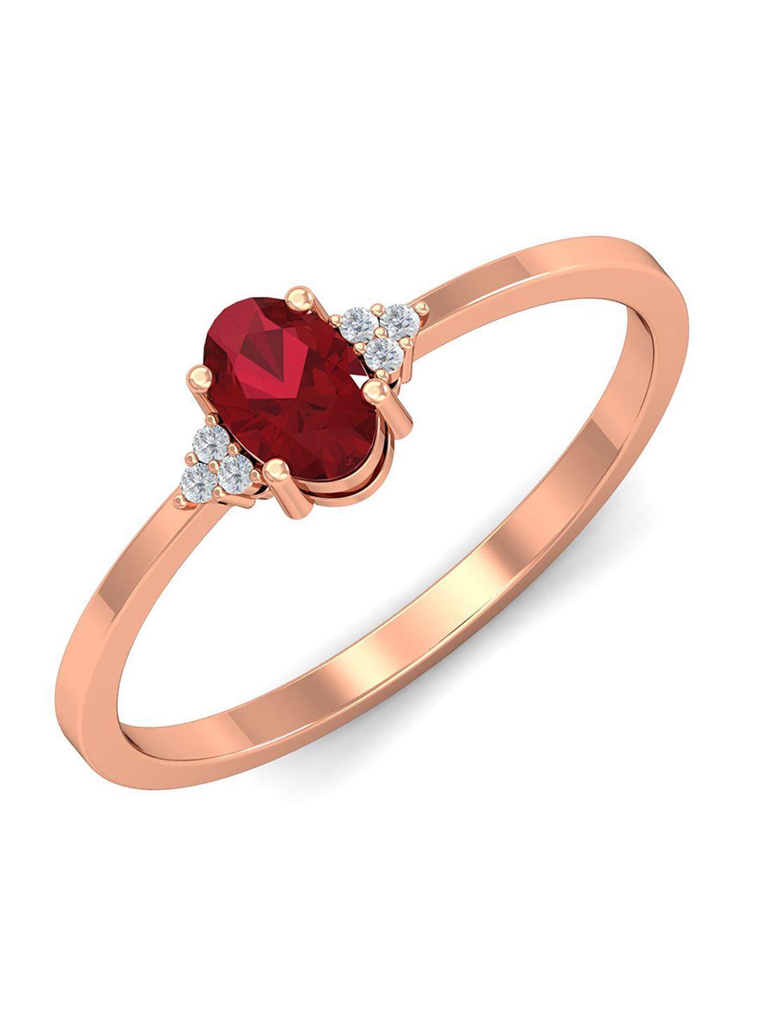 kuberbox 18kt rose gold ruby diamond ring -1.93 gm