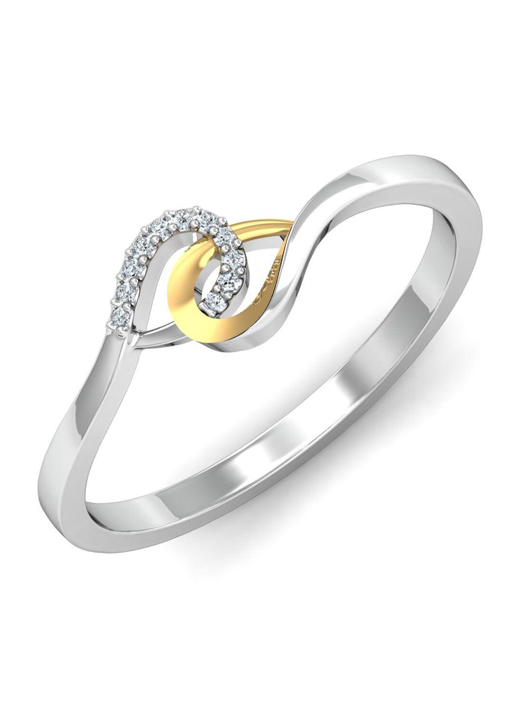 kuberbox 18kt white gold diamond studded ring-1.28gm