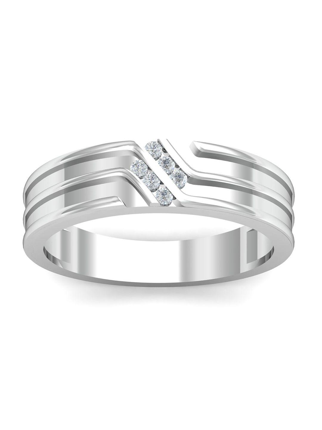 kuberbox cluster band men 18kt white gold diamond-studded ring- 6.35 gm