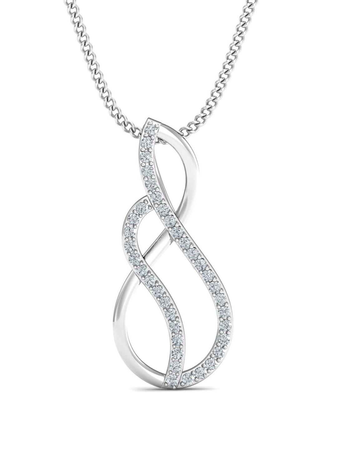 kuberbox dolce curve 18kt white gold diamond pendant - 0.9 g