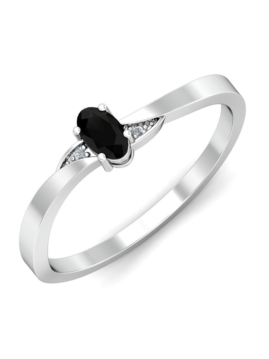 kuberbox elptica black 18kt white gold diamond-studded ring- 1.84 gm