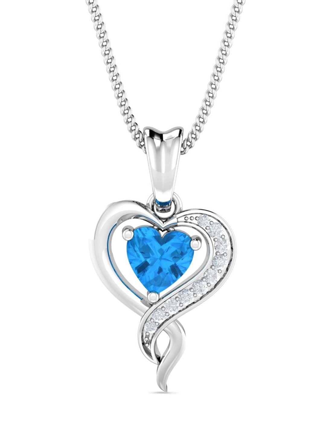 kuberbox heart 18kt white gold diamond and topaz-studded pendant -1.38 gm