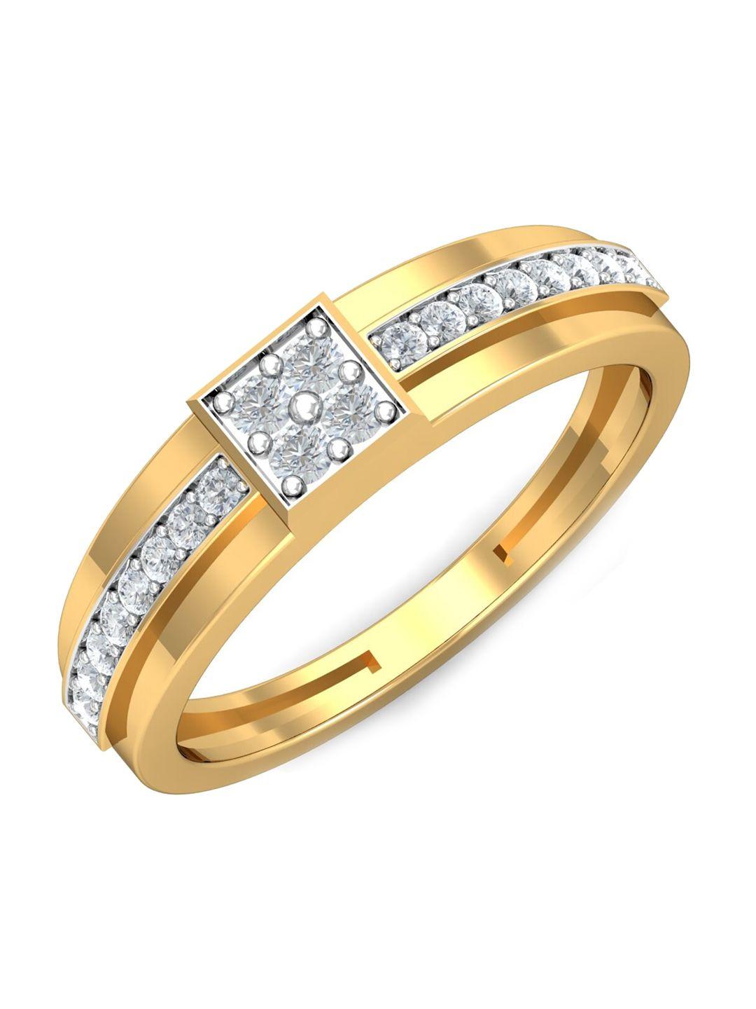 kuberbox jabari men 18kt gold diamond-studded ring - 4.04 gm