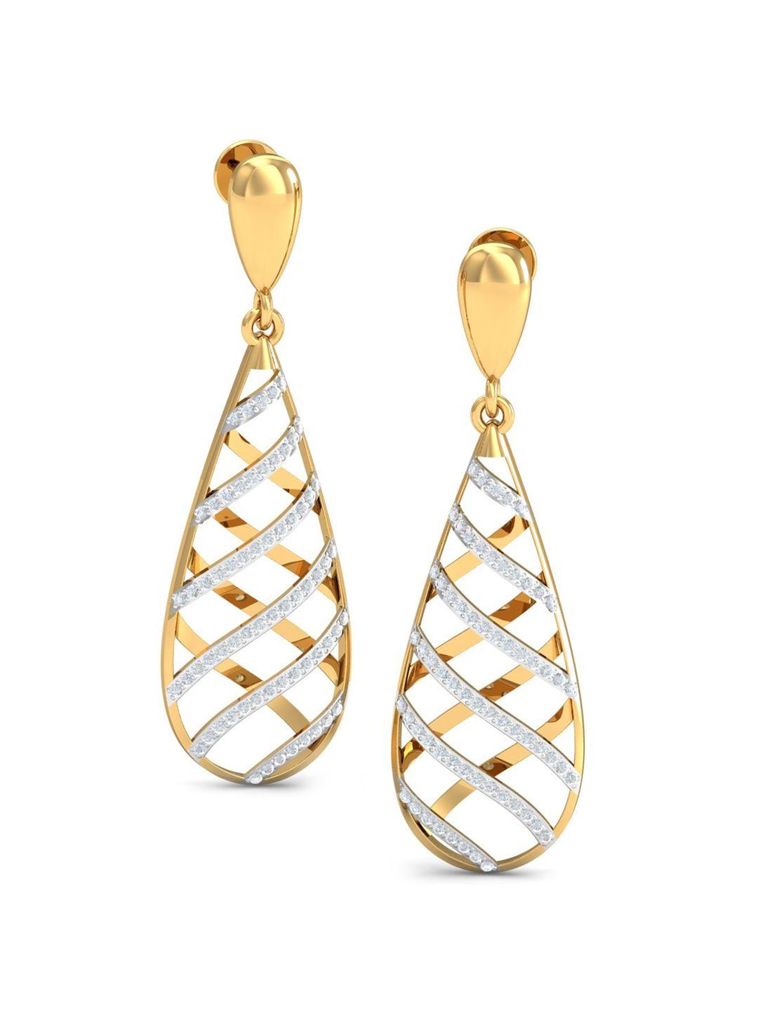kuberbox kady designer 18kt gold diamond studded earrings - 4.27g