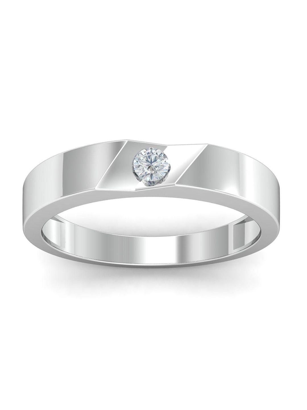 kuberbox love wedding band men 18kt white gold diamond-studded ring- 4.05 gm