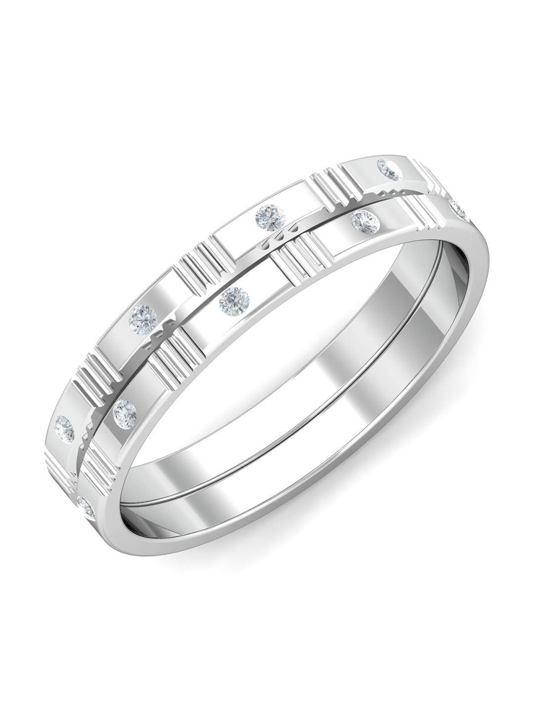 kuberbox men 18 kt white gold ring diamond - 4.4 gm