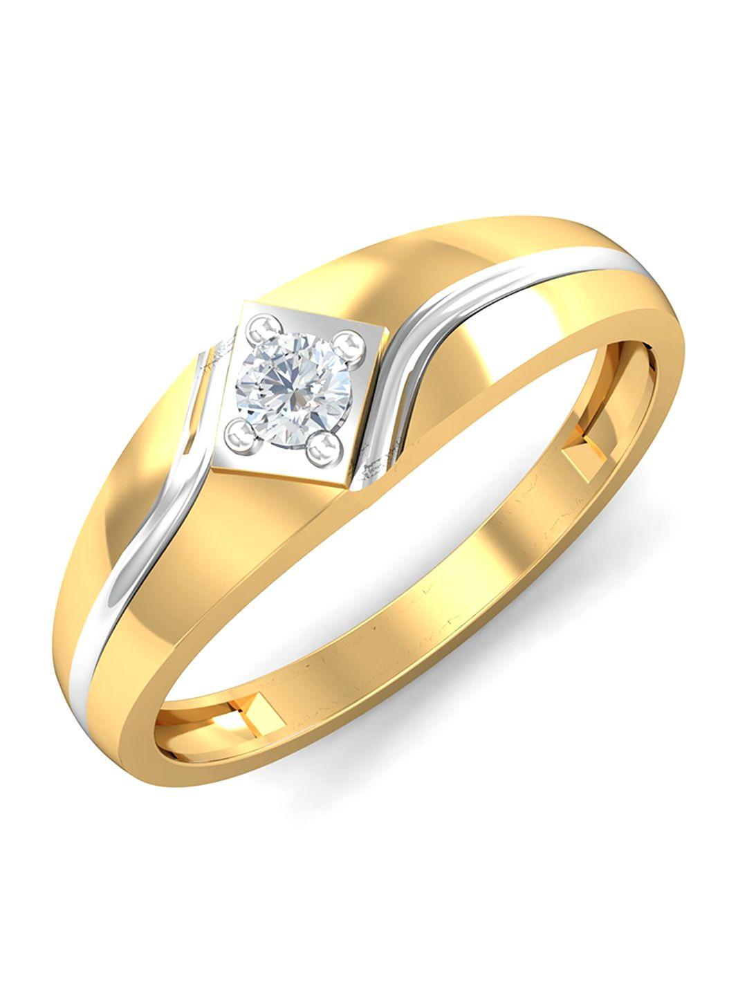 kuberbox men 18kt gold aleeza solitaire diamond ring - 4.14 gm