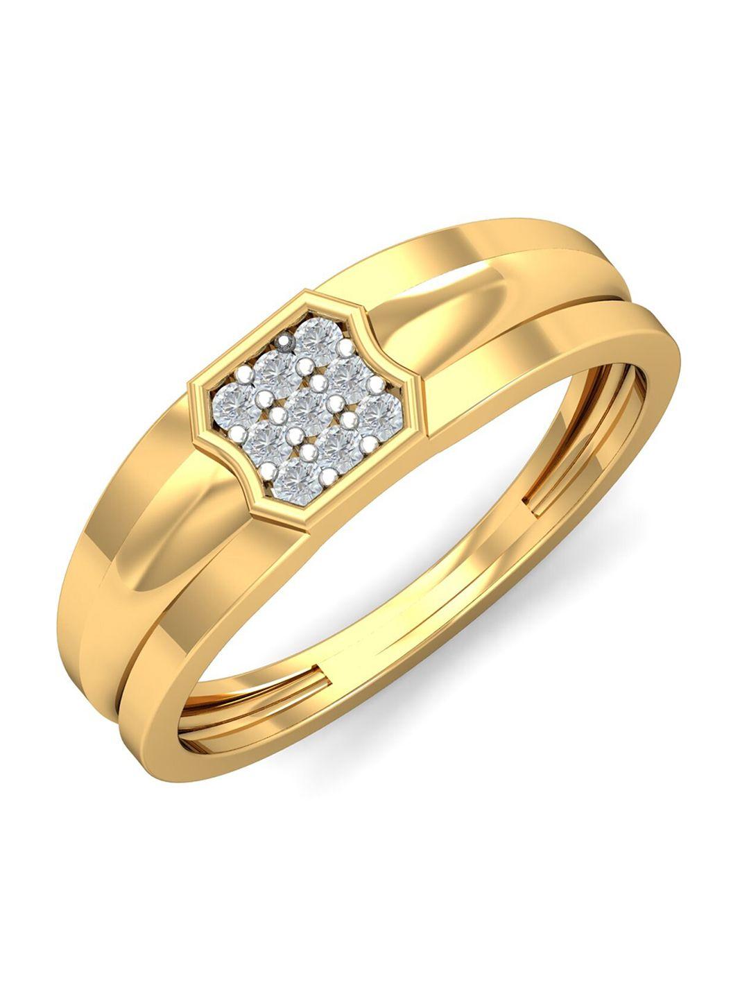 kuberbox men 18kt gold makena diamond-studded ring - 4.56 gm